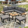 Merax Gartenlounge-Set, 7-Sitzer Gartenmöbelset mit 5 verstellbaren Rückenlehnenpositionen, Grau Bild 2
