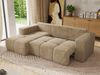 Ecksofa mit Schlaffunktion und Bettkasten, L-form Couch, lose Kissen, Polstersofa - MONIVA - Beige Plüsch - linke Seite Bild 4