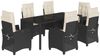 vidaXL 7-tlg. Garten-Essgruppe mit Kissen Schwarz Poly Rattan 3212632 Bild 2