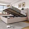 Polsterbett 140x200 cm mit Bettkasten und USB/Typ-C – Doppelbett in Beige mit Lattenrost Bild 3
