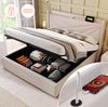 Polsterbett 140x200 cm mit Bettkasten und USB/Typ-C – Doppelbett in Beige mit Lattenrost Bild 4