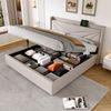 Polsterbett 140x200 cm mit Bettkasten und USB/Typ-C – Doppelbett in Beige mit Lattenrost Bild 5
