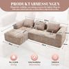 Modernes Sektionssofa, L-Sofa, 3-Sitzer-Sofa, keine Installation erforderlich, Chenille-Sofa mit Chaiselongue und Armlehnen, 3 Kissen, Seitentasche für Fernbedienung, Khaki Bild 4