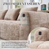 Modernes Sektionssofa, L-Sofa, 3-Sitzer-Sofa, keine Installation erforderlich, Chenille-Sofa mit Chaiselongue und Armlehnen, 3 Kissen, Seitentasche für Fernbedienung, Khaki Bild 5