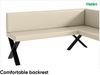 MEBLINI Eckbank für Esszimmer mit ausziehbarem Tisch - Küchenbank - Essecke - Sitzecke Küche - TONI - X-Beine 128x168x87cm Rechts - Creme Kunstleder/M Weiß-Schwarz Hochgl. Bild 5