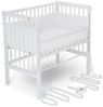 FabiMax Baby Beistellbett für Boxspringbett, TÜV geprüft 2022, inkl. Matratze und Nestchen aus Netzstoff, Buche massiv weiß, Comfort/weiß Bild 4