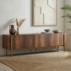 Modern TV Stand in Barok Walnut Gold, 180 x 30 x 45 cm | 100% Melamine Coated Particle Board, 18 mm Thick | Sturdy Metal Legs (20x20 mm) | Stylish & Functional for Living Room & Entertainment Spaces Bild 4