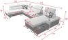 Möbel für Dich Wohnlandschaft in U-Form Melody V, mit Ablagetisch, Barfach, USB, Becherhalter, Bettfunktion, Bettkasten Bild 3