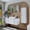 Roomart GUSTO-I-120 Badmöbel Set– 4-teiliges Badezimmermöbel Set - Waschbeckenunterschrank mit Keramikwaschbecken, Spiegelschrank & Hochschrank - H 45 x B 45 x T 120 cm • Weiß Bild 4