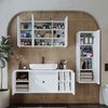 Roomart GUSTO-I-120 Badmöbel Set– 4-teiliges Badezimmermöbel Set - Waschbeckenunterschrank mit Keramikwaschbecken, Spiegelschrank & Hochschrank - H 45 x B 45 x T 120 cm • Weiß Bild 3