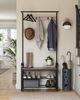 Vasagle Garderobenständer, Garderobe, Schuhregal mit Sitzfläche, Kleiderständer mit 9 abnehmbaren Haken, Sitzbank, 2 Gitterablagen, 183 cm hoch, Industrie-Design, Greige-Black HSRDE400B02 Bild 3