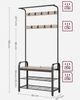 Vasagle Garderobenständer, Garderobe, Schuhregal mit Sitzfläche, Kleiderständer mit 9 abnehmbaren Haken, Sitzbank, 2 Gitterablagen, 183 cm hoch, Industrie-Design, Greige-Black HSRDE400B02 Bild 2