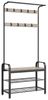 Vasagle Garderobenständer, Garderobe, Schuhregal mit Sitzfläche, Kleiderständer mit 9 abnehmbaren Haken, Sitzbank, 2 Gitterablagen, 183 cm hoch, Industrie-Design, Greige-Black HSRDE400B02 Bild 4