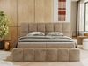 Boxspringbett mit dekorativem Kopfteil, Doppelbett mit zwei 7 Härtezonen Multipocket-Matratzen, Bettkästen, Polsterbett - NIRA - 200 x 200 cm - Beige Stoff - H4 Bild 4