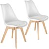 tectake Esszimmerstuhl Küchenstuhl Scandi-Design, gepolsterte Sitzfläche, 49 x 53 x 82 cm (Polsterstuhl Frederikke in weiß, 2 St), ergonomische Form, massive Holzbeine, bodenschonende Filzgleiter Bild 2