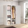 FUROKOY Kleiderschrank Drehtürenschrank Faltbarer Kleiderschrank Garderoben Hochschrank (Wäscheschrank Mehrzweckschrank mit Kleiderstange,Versteckter Türgriff) 8 Fächer, 2 Türen und 1 Kleiderstange (136 x 69 x 50 cm),Weiß Bild 2