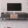 TV-Lowboard aus Spanplatte mit Schiebetüren & 2 Schubladen, 160x40x58 cm, Schwarz Bild 3