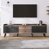 TV-Lowboard aus Spanplatte mit Schiebetüren & 2 Schubladen, 160x40x58 cm, Schwarz Bild 5