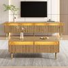 Wohnzimmerset aus MDF mit LED & Stauraum, TV-Schrank + Couchtisch, 178x35x45 / 110x50x40 cm, Holzfarben-Gold Bild 4