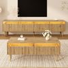 Wohnzimmerset aus MDF mit LED & Stauraum, TV-Schrank + Couchtisch, 178x35x45 / 110x50x40 cm, Holzfarben-Gold Bild 5