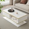 Moderner LED-Couchtisch mit Hochglanz, 100 cm lang, Goldverzierung, 3 Schubladen & USB-LED-Lichtstreifen (Adapter/Powerbank erforderlich) Bild 5