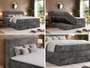 Boxspringbett TILION KING, Doppelbett 200 x 200 cm mit Stauraum & 7-Zonen Multipocket Matratze, inkl. Topper T25 - H4, Cord-Stoff Grau Bild 2