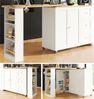 Bartisch aus MDF, 360° drehbar mit Rollen & Stauraum, 135-203x39x104-106 cm, Weiß Bild 4