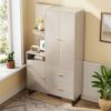 Kompaktgarderobe 110x38x186cm mit Schubladen, Soft-Close, Stoffpaneele, Kleiderstange, Stauraum, Flurregal Bild 4