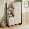 Kompaktgarderobe 110x38x186cm mit Schubladen, Soft-Close, Stoffpaneele, Kleiderstange, Stauraum, Flurregal Bild 3