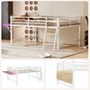 Hochbett mit Schreibtisch und LED-Beleuchtung, 140x200 cm, Kinderbett mit Rausfallschutz und Leiter, Metallbett, Jugendbett, Einzelbett Bild 4