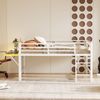Hochbett mit Schreibtisch und LED-Beleuchtung, 140x200 cm, Kinderbett mit Rausfallschutz und Leiter, Metallbett, Jugendbett, Einzelbett Bild 3