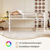 Hochbett mit Schreibtisch und LED-Beleuchtung, 140x200 cm, Kinderbett mit Rausfallschutz und Leiter, Metallbett, Jugendbett, Einzelbett Bild 5