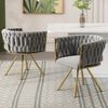 Stuhl 4er-Set, Samt 360°-Drehstuhl, Grau/Gold, gepolstert mit Metallgestell,54x59x72 cm Bild 2