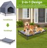 FIVMEN Hundebett mit Baldachin Hundeliege Hundehütte im Hausform, Oxford-Material Stahlrahmen Hundekäfig S/M/L Bild 3