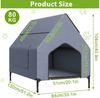 FIVMEN Hundebett mit Baldachin Hundeliege Hundehütte im Hausform, Oxford-Material Stahlrahmen Hundekäfig S/M/L Bild 2