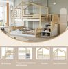 Kinder-Etagenbett "Haus-Design" 90x200 cm, Natur Kiefer, mit Staufachtreppe Bild 5