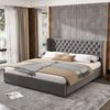 Polsterbett 180×200 cm mit Bettkasten, Chesterfield-Design, Grau, ohne Matratze Bild 3