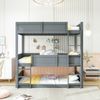Merax Etagenbett umwandelbares Kinderbett Dreierbett 90x200cm mit 2 Set Lattenrost, Grau Bild 2