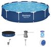 Bestway Steel Pro Pool #14483 | Ø 366 x 84 cm | 7.480 Liter | Komplett-Set mit Filterpumpe, Filterkartusche, Abdeckplane, Poolthermometer & Einhängeskimmer Bild 1