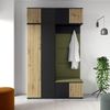 Garderoben-Set Rosario Version 3 mit Lamellen, Kleiderschrank mit Polsterplatten und Schuhschrank (Schwarz / Eiche Artisan, Trinity 27), 225 x 40 x 140 cm Bild 2