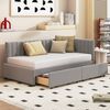 HAUSS SPOLE Schlafsofa 90*200 mit 2 großen Stauraumschubladen und Lattenrost Samt Grau Bild 5