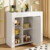 Sideboard 95x35x83 cm - Modernes Buffet mit Hochglanz-Front & Glasregalen Bild 3