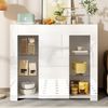 Sideboard 95x35x83 cm - Modernes Buffet mit Hochglanz-Front & Glasregalen Bild 5