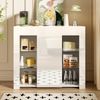 Sideboard 95x35x83 cm - Modernes Buffet mit Hochglanz-Front & Glasregalen Bild 2