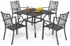 PHI VILLA Garten-Essgruppe, (94cm Quadratischer Gartentisch und 4 Gartenstühle, Wetterfest Balkonmöbel Terrassenmöbel), Metall Gartentisch und Stapelstühle Bild 5