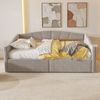Polsterbett-Sofabett mit hydraulischem Stauraum, Lattenrost und Armlehnen, klassisches Streifendesign, vielseitiges Doppelbett, Samtstoff, 140×200 cm Bild 4