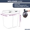 Mülleimer 2 Fächer Küche - 2x25L Trenneimer, Mit Müllsackhalter | Abfalleimer mit Deckel Büro Doppel-Müllbehälter Kücheneimer 50L, Weiß Bild 3