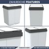Mülleimer 2 Fächer Küche - 2x25L Trenneimer, Mit Müllsackhalter | Abfalleimer mit Deckel Büro Doppel-Müllbehälter Kücheneimer 50L, Weiß Bild 5