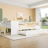Jugendbett mit Ausziehbett, Schreibtisch, Regal und Lattenrost, 140x200 cm, Doppelbett, Holzbett Bild 3
