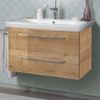 FACKELMANN MILANO Waschbecken mit Unterschrank 88 cm breit, Braun hell, Waschbecken Keramik Weiß Bild 2